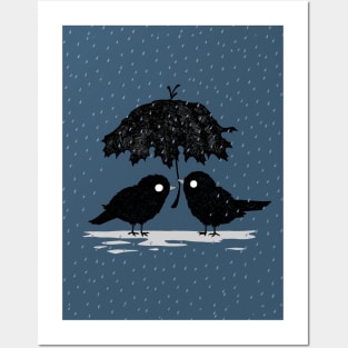 Birds in the Rain Posters and Art